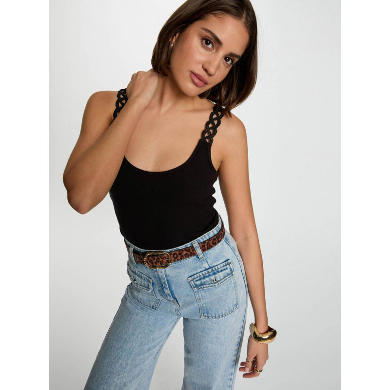 Débardeur côtelé doubi noir femme - Morgan