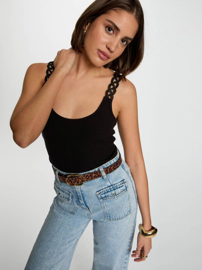 Débardeur côtelé doubi noir femme - Morgan