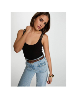 Débardeur côtelé doubi noir femme - Morgan