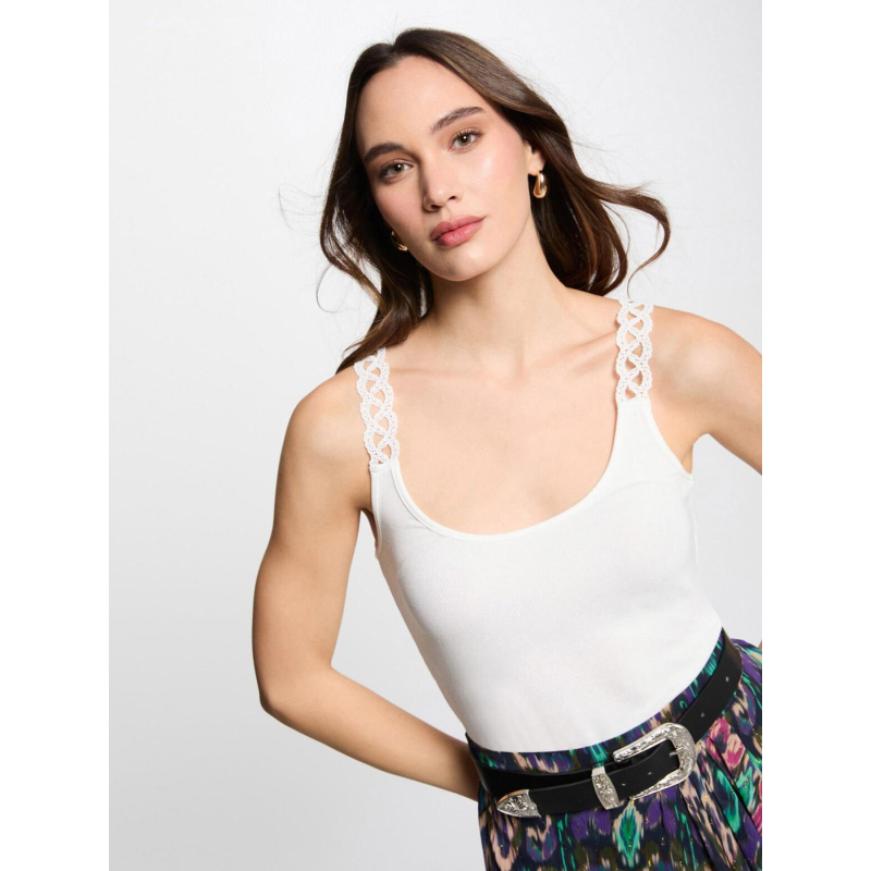 Débardeur côtelé doubi blanc femme - Morgan