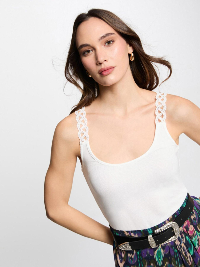 Débardeur côtelé doubi blanc femme - Morgan