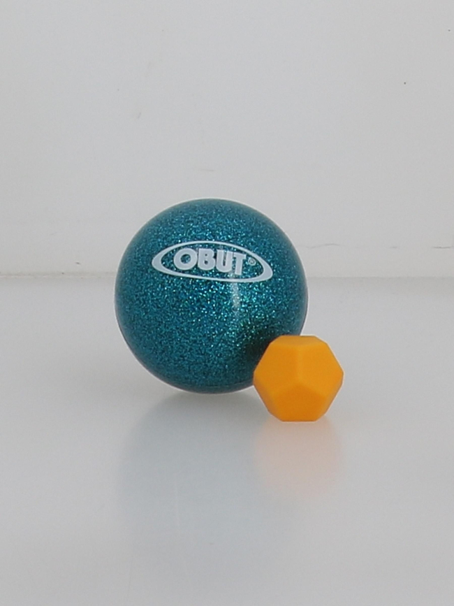 Boules de pétanque indoor outdoor 65mm bleu pailleté enfant - Obut