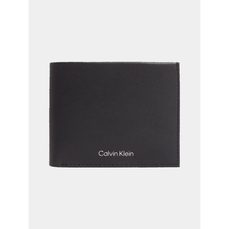 Portefuille 3 volets en cuir texturé noir homme - Calvin Klein