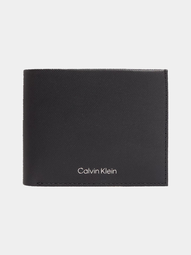 Portefuille 3 volets en cuir texturé noir homme - Calvin Klein