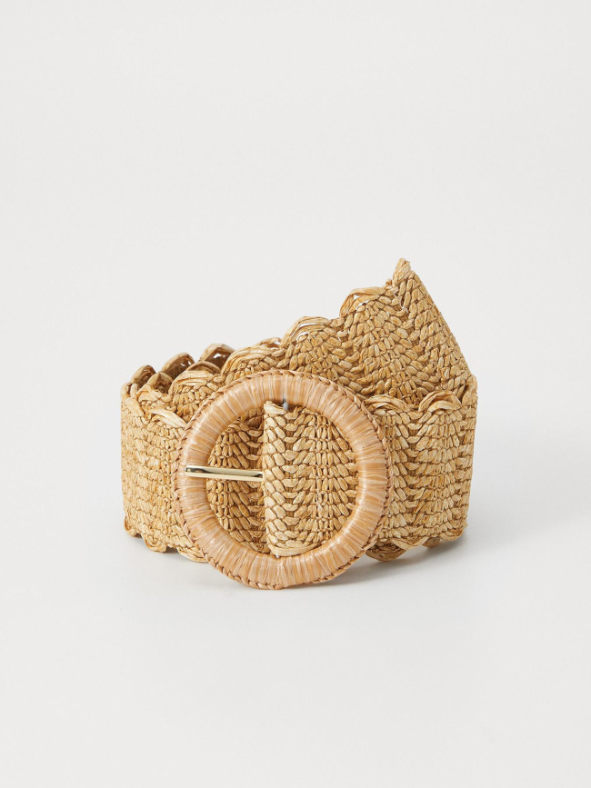 Ceinture en paille lyana beige femme - Pieces