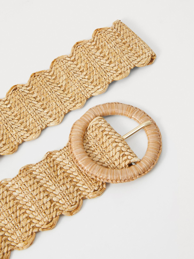 Ceinture en paille lyana beige femme - Pieces