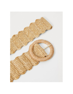 Ceinture en paille lyana beige femme - Pieces