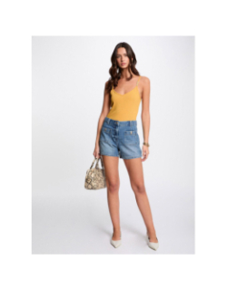 Débardeur côtelé bao jaune femme - Morgan