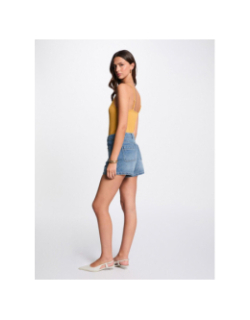 Débardeur côtelé bao jaune femme - Morgan