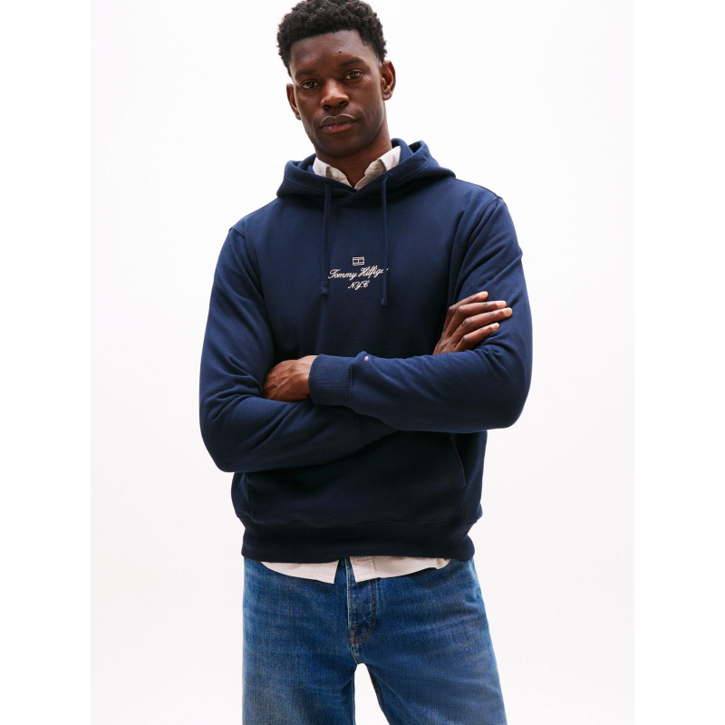 Sweat à capuche outline flag bleu nuit homme - Tommy Hilfiger