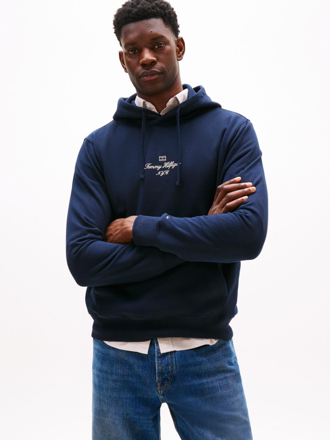 Sweat à capuche outline flag bleu nuit homme - Tommy Hilfiger