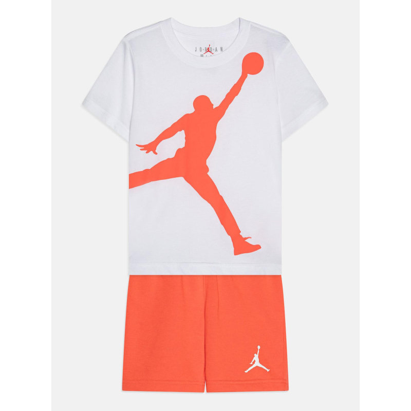 Ensemble t-shirt et short jumbo blanc et orange enfant - Jordan