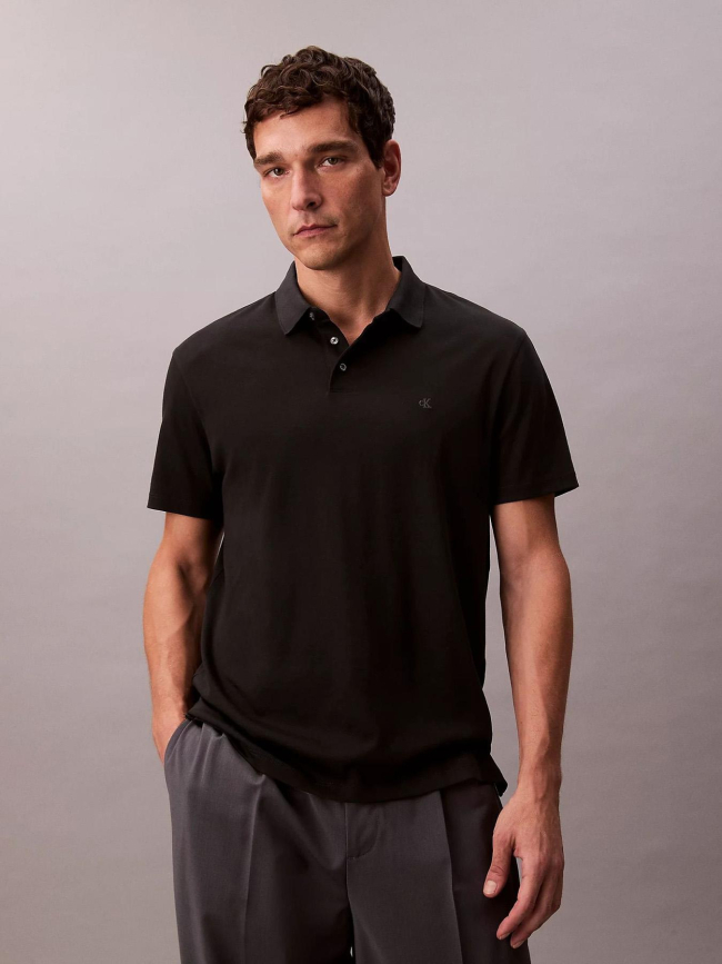 Polo supima chest noir homme - Calvin Klein