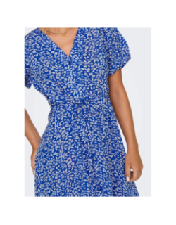 Robe courte à fleurs evida bleu femme - Only