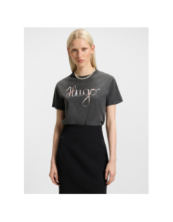 T-shirt logo ruban damacia gris anthracite femme - Hugo