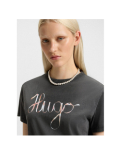 T-shirt logo ruban damacia gris anthracite femme - Hugo