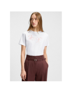T-shirt logo ruban damacia blanc femme - Hugo