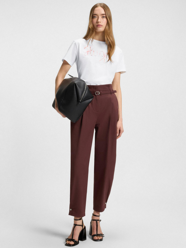 T-shirt logo ruban damacia blanc femme - Hugo