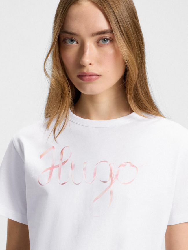 T-shirt logo ruban damacia blanc femme - Hugo