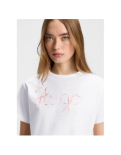 T-shirt logo ruban damacia blanc femme - Hugo