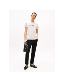 T-shirt logo chiné beige homme - Tommy Hilfiger