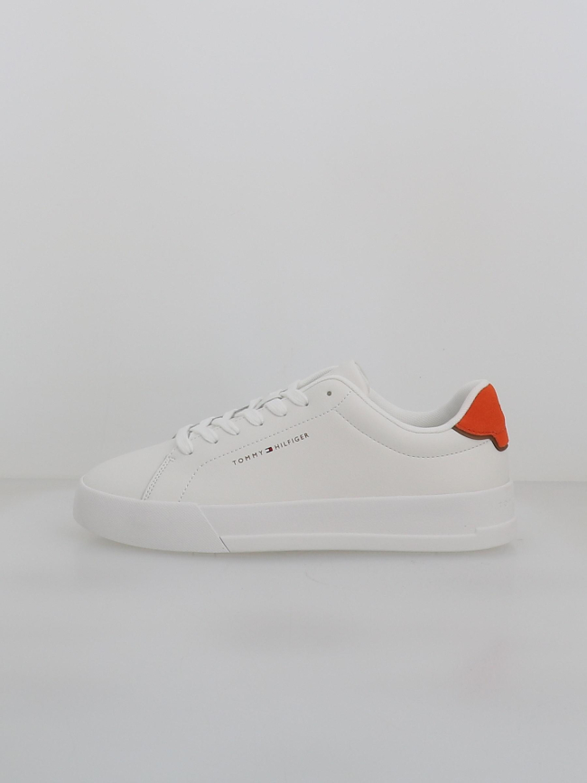 Baskets en cuir court detail blanc orange homme - Tommy Hilfiger
