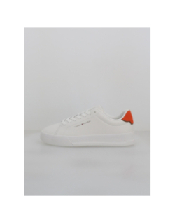 Baskets en cuir court detail blanc orange homme - Tommy Hilfiger