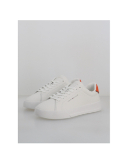 Baskets en cuir court detail blanc orange homme - Tommy Hilfiger