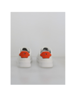 Baskets en cuir court detail blanc orange homme - Tommy Hilfiger