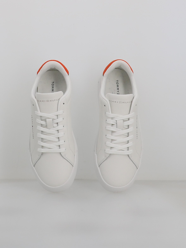 Baskets en cuir court detail blanc orange homme - Tommy Hilfiger
