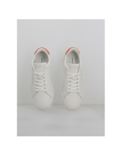 Baskets en cuir court detail blanc orange homme - Tommy Hilfiger