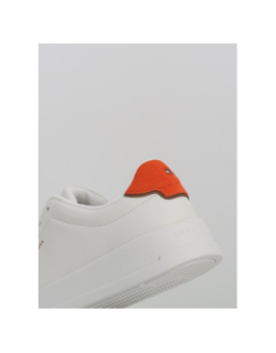 Baskets en cuir court detail blanc orange homme - Tommy Hilfiger