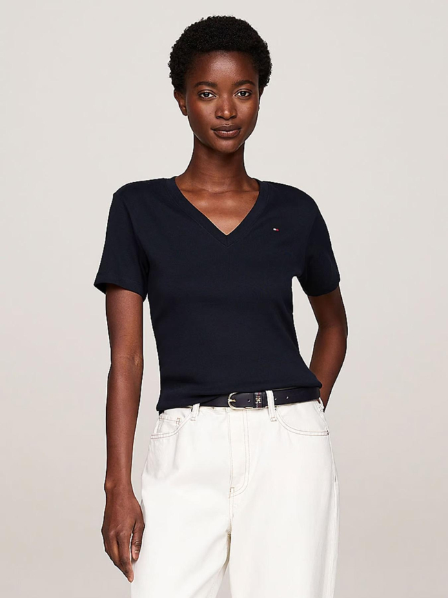 T-shirt col v new slim cody bleu marine femme - Tommy Hilfiger