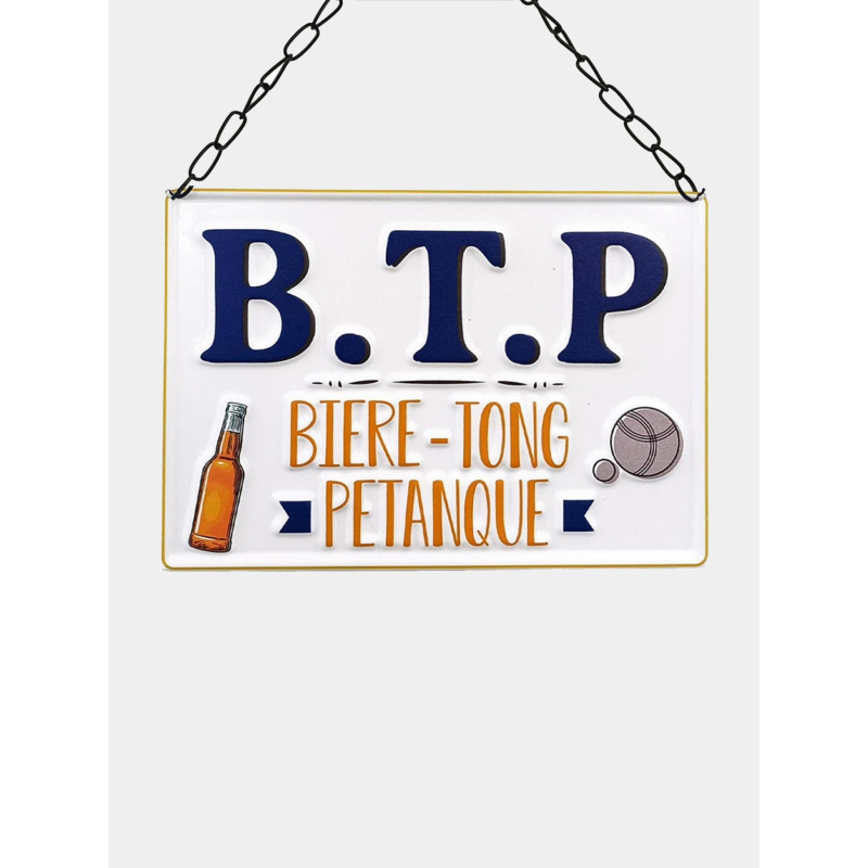 Plaque en métal bière tong pétanque blanc - STC