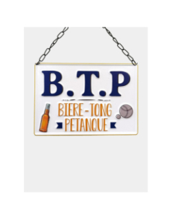 Plaque en métal bière tong pétanque blanc - STC