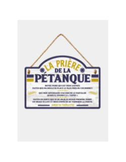 Plaque en bois prière de la pétanque blanc - STC