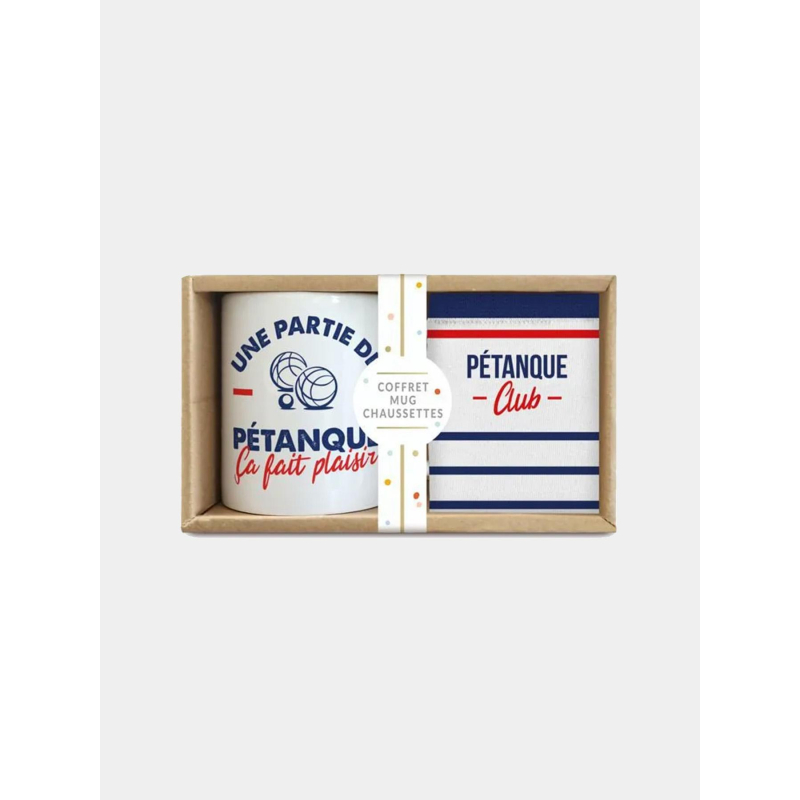 Coffret cadeau mug et chaussettes pétanque club blanc - STC