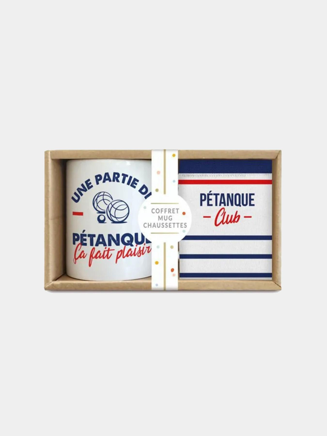 Coffret cadeau mug et chaussettes pétanque club blanc - STC