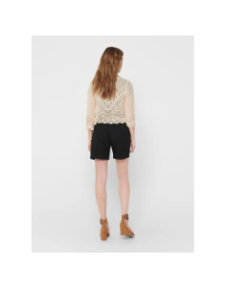 Gilet crop en maille ajouré sun beige femme - Jdy
