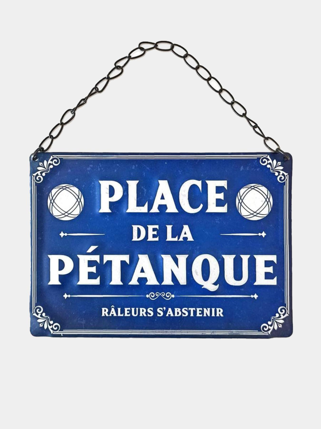 Plaque en métal place de la pétanque bleu - STC