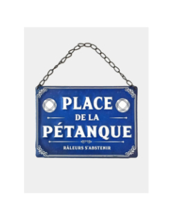 Plaque en métal place de la pétanque bleu - STC