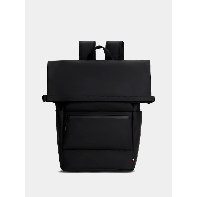 Sac à dos à rabat roulé et logo texturé noir - Tommy Hilfiger