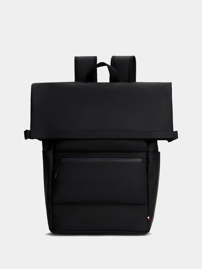 Sac à dos à rabat roulé et logo texturé noir - Tommy Hilfiger