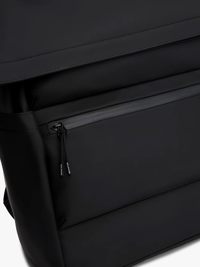 Sac à dos à rabat roulé et logo texturé noir - Tommy Hilfiger
