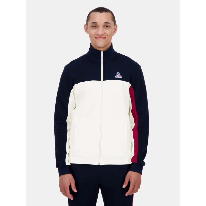 Sweat zippé tri blanc et bleu marine homme - Le Coq Sportif