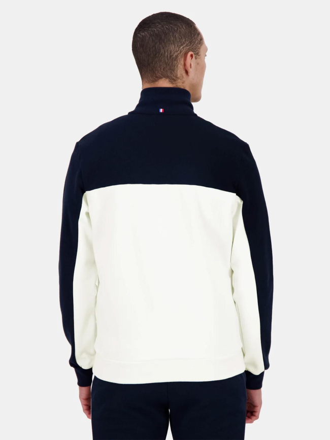 Sweat zippé tri blanc et bleu marine homme - Le Coq Sportif