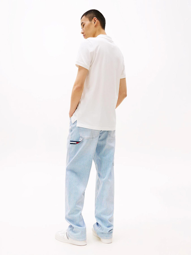 Polo ajusté a drapeau blanc homme - Tommy Jeans