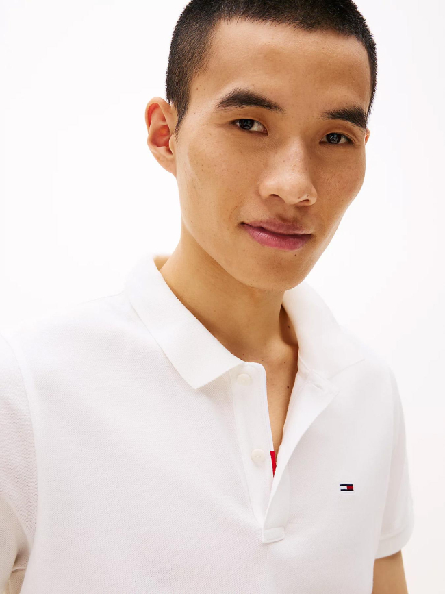 Polo ajusté a drapeau blanc homme - Tommy Jeans