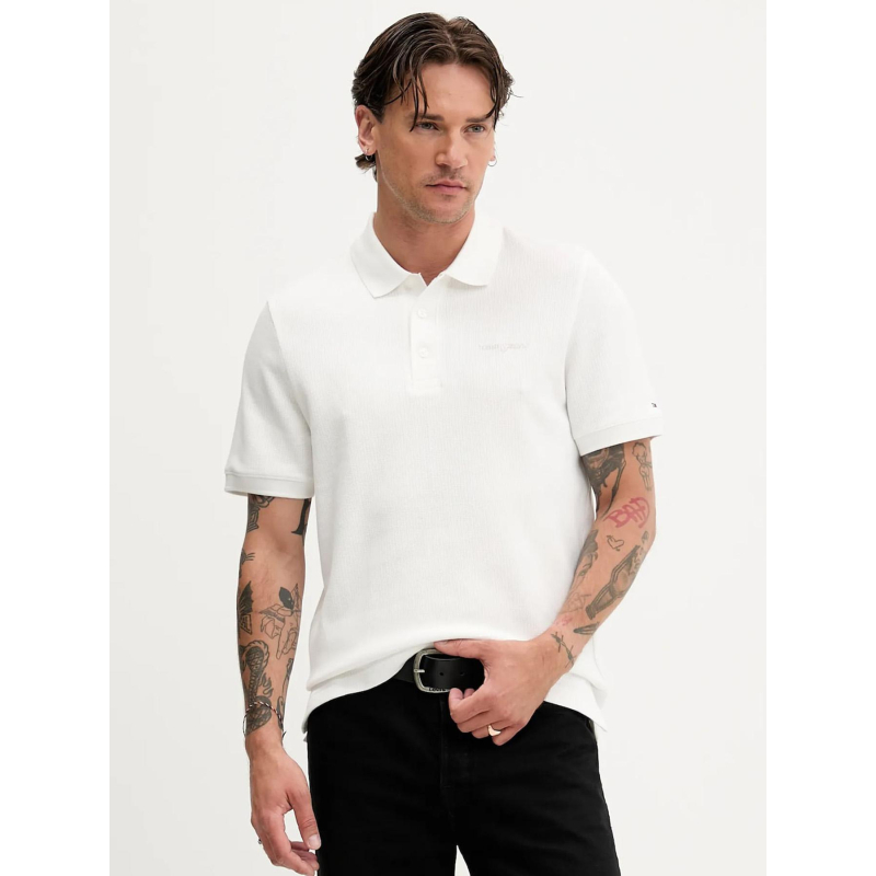 Polo texturé à manches courtes blanc homme - Tommy Jeans