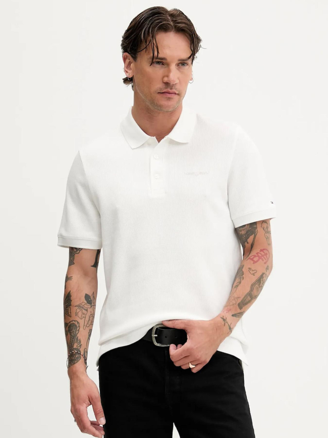 Polo texturé à manches courtes blanc homme - Tommy Jeans